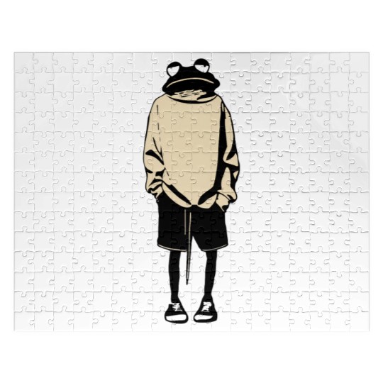 Frog Street Art | Cool Frog in Longsleeve and Snea Jigsaw Puzzles