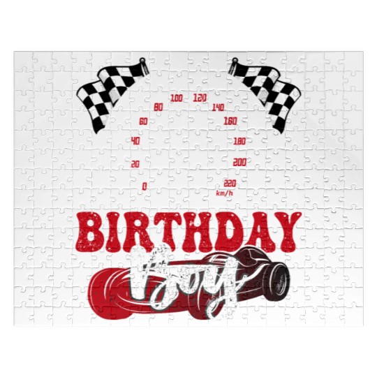 Kids Birthday Boy 8 Eight Race Car 8th Birthday Jigsaw Puzzles