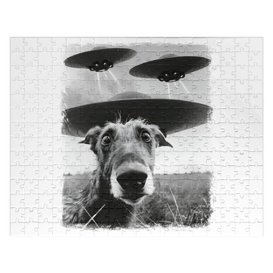 Irish Wolfhound Dog UFO Alien Extraterrestrial Sel Jigsaw Puzzles