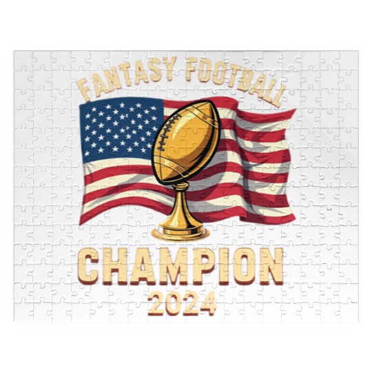 FANTASY FOOTBALL CHAMPION 2024 AMERICAN FLAG Jigsaw Puzzles