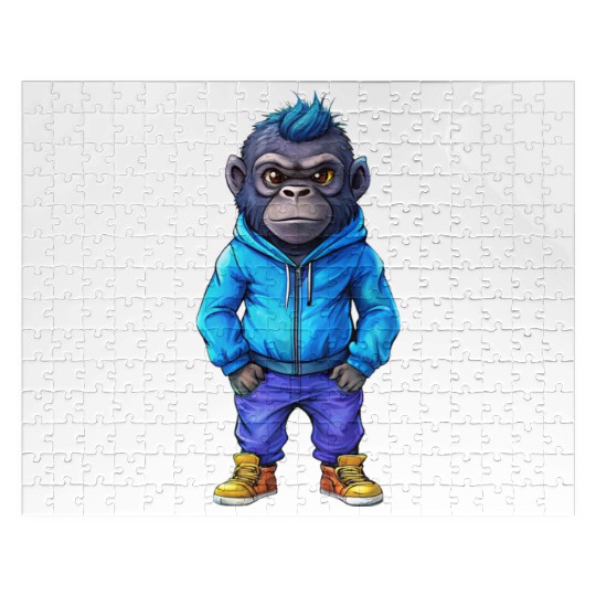 Illustration of a hip-hop chibi gorilla. Jigsaw Puzzles