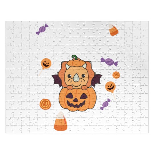 Triceratops Halloween Trade Brother For Candy Jigsaw Puzzles