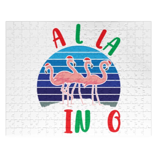 Candy Cane Flamingoes Fa La La Mingo Flamingo Jigsaw Puzzles
