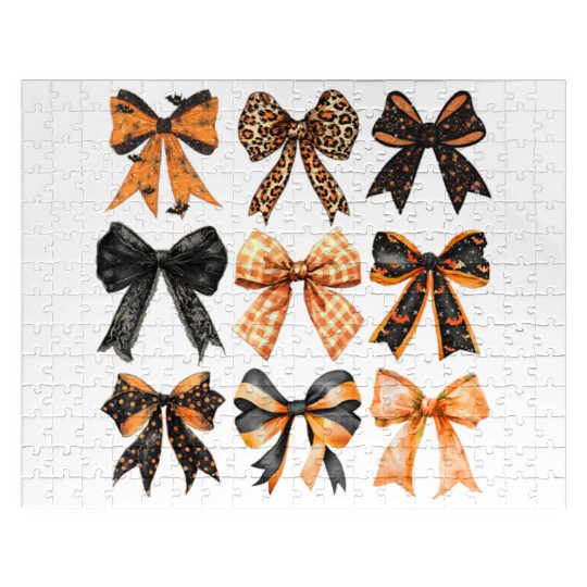 Coquette Halloween Bow Girly Spooky Season Hallowe Jigsaw Puzzles