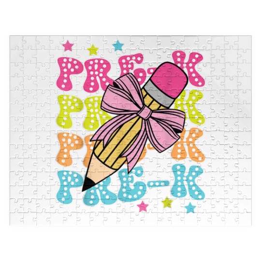 Pre K Teacher Pencil Coquette Bow Back To School K Jigsaw Puzzles
