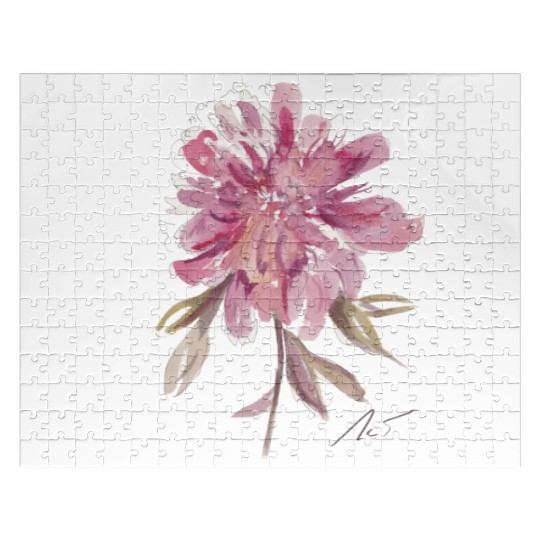 Peony loose watercolor hand-painted Jigsaw Puzzles