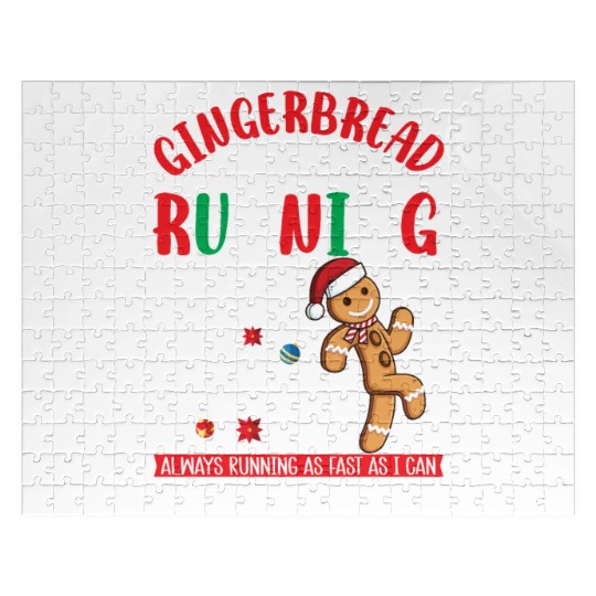 Christmas Gingerbread Running Team Funny Xmas Cook Jigsaw Puzzles