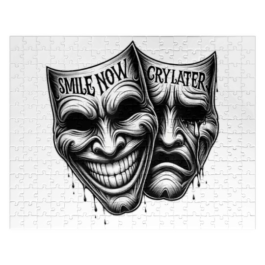 SMILE NOW CRY LATER Drama Masks Payaso Cholo Tatto Jigsaw Puzzles