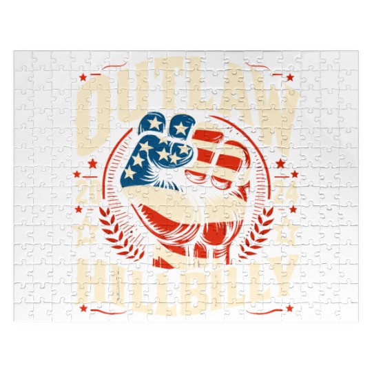 Vintage Retro US Flag Outlaw Hillbilly 2024 Trump Jigsaw Puzzles