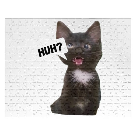Funny Cross Eyed Cat Meme Huh Funny Cat Jigsaw Puzzles