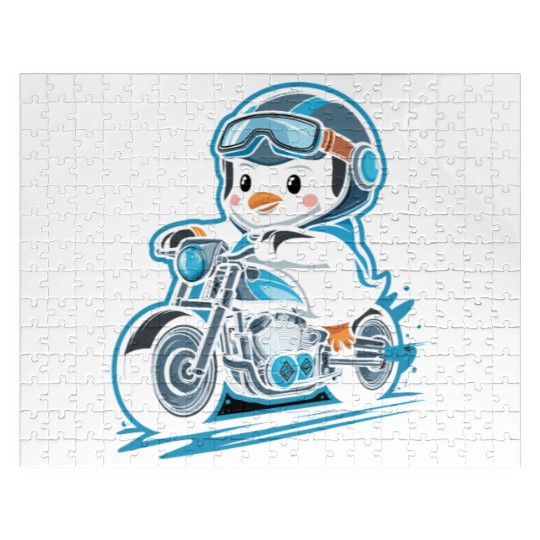 Penguin Riding Motorcycle With Goggles On Jigsaw Puzzles