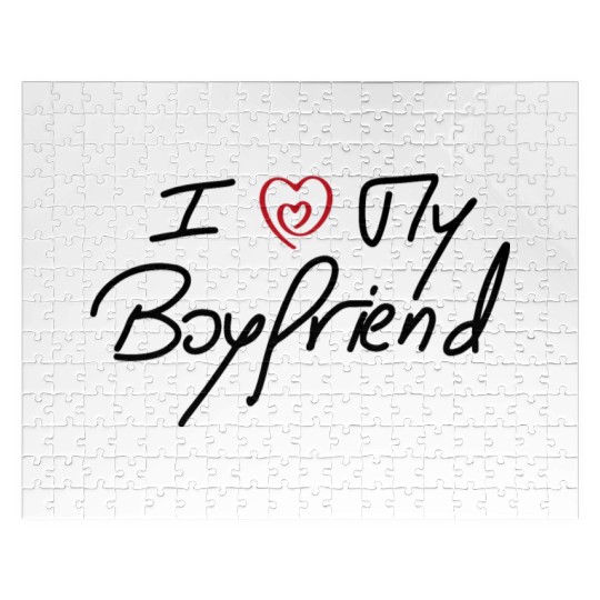 I Love My Boyfriend - White Jigsaw Puzzles