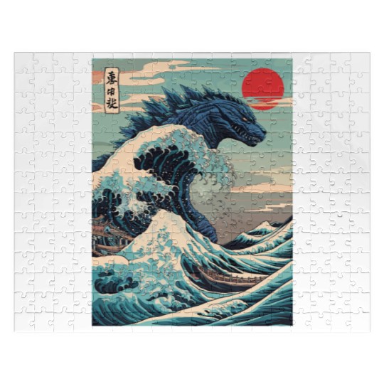 Kaiju Monster Japanese Great Wave Anime Graphic Jigsaw Puzzles