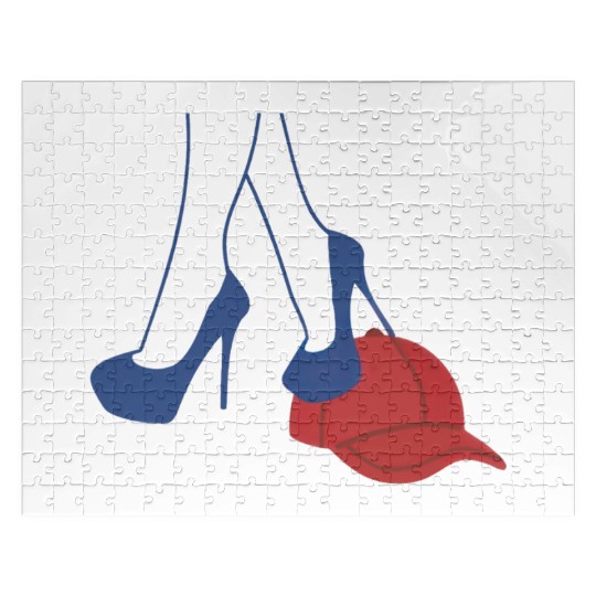 Heels stepping on Red MAGA Hat Election 2024 Jigsaw Puzzles