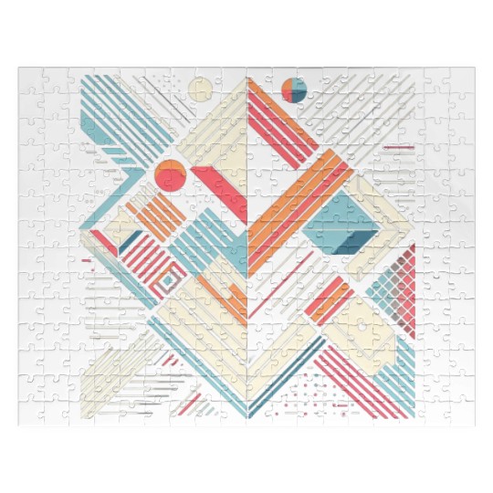 Retro Geometric Shapes 80s 90s Style 4 Jigsaw Puzzles