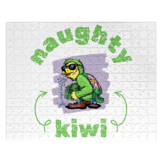 Funny naughty green kiwi bird Jigsaw Puzzles