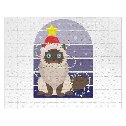 Meowzel Tov Hanukkah Black Cat Christmas Lights Jigsaw Puzzles