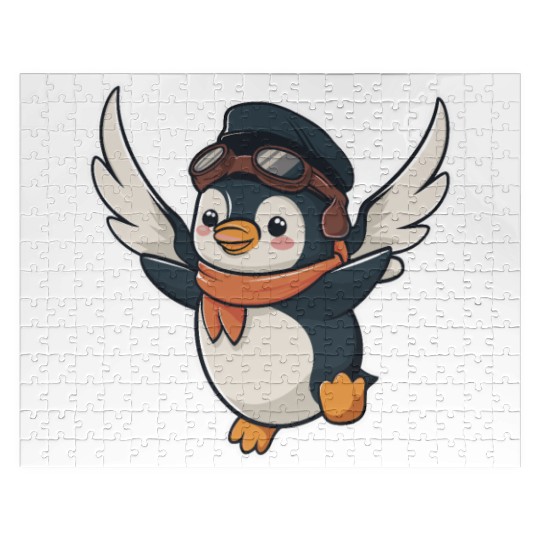 Flying Pilot Penguin with Goggles and Scarf Jigsaw Puzzles