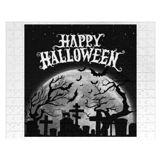 halloween cat on a graveyard Jigsaw Puzzles