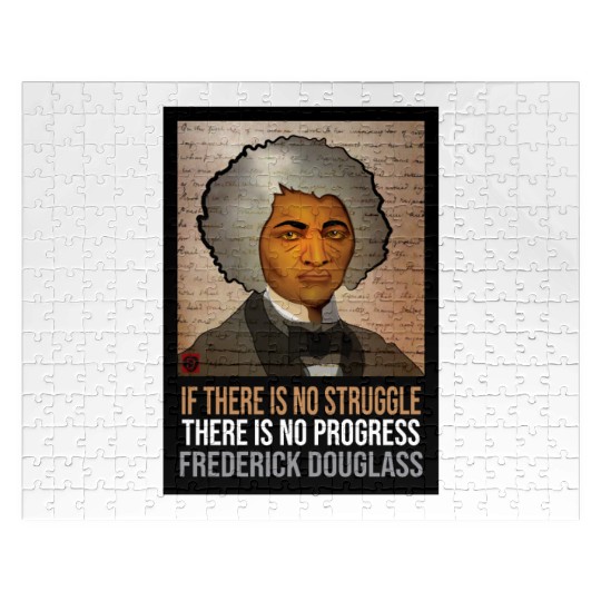 Frederick Douglass illustrated portrait and quote Jigsaw Puzzles