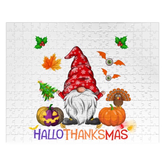 Happy HalloThanksMas Gnome Jigsaw Puzzles
