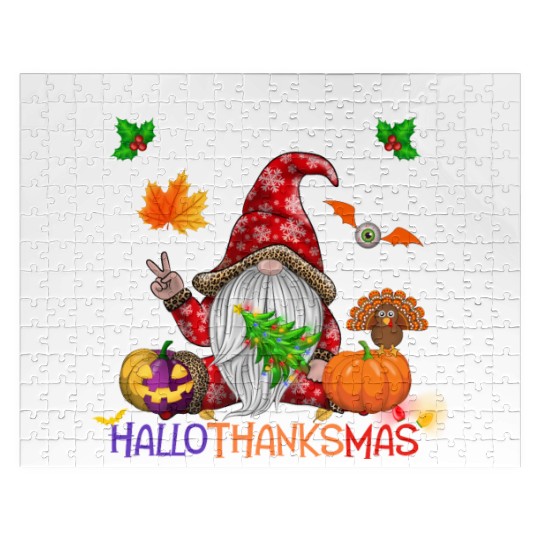 Happy HalloThanksMas Gnome Jigsaw Puzzles