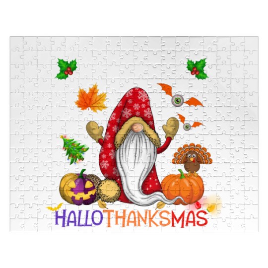 Happy HalloThanksMas Gnome Jigsaw Puzzles