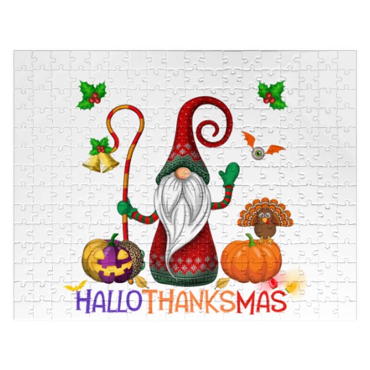 Happy HalloThanksMas Gnome Jigsaw Puzzles