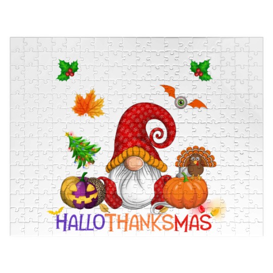 Happy HalloThanksMas Gnome Jigsaw Puzzles