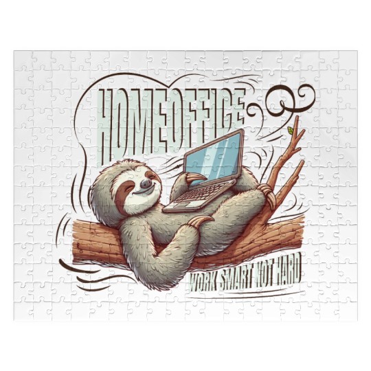 homeoffice work smartnot hard sloth notebook Jigsaw Puzzles
