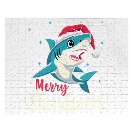 Merry Sharkmas Santa Shark Jigsaw Puzzles