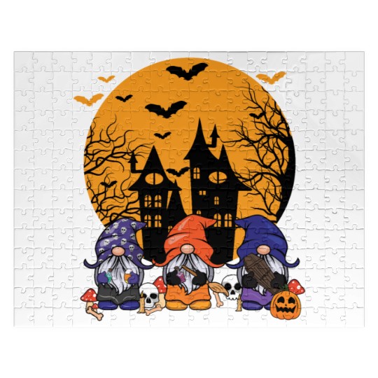 Halloween Three Gnomes Cute Creepy Halloween Jigsaw Puzzles