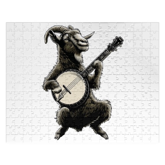 Goat Farm Animal Farmer Bluegrass Banjo Player Jigsaw Puzzles