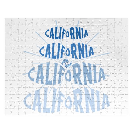 California West Coast Golden State Blue Graphic Jigsaw Puzzles