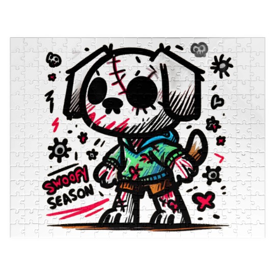 Spooky season zombie dog Jigsaw Puzzles