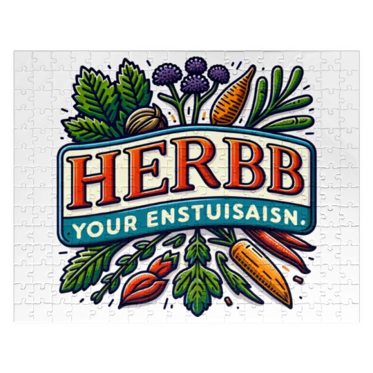 Herb Your Enthusiasm: A fun, punny herbs design. Jigsaw Puzzles