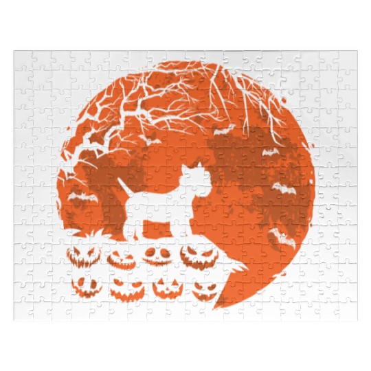 West Highland Terrier Westie And Moon Halloween Jigsaw Puzzles