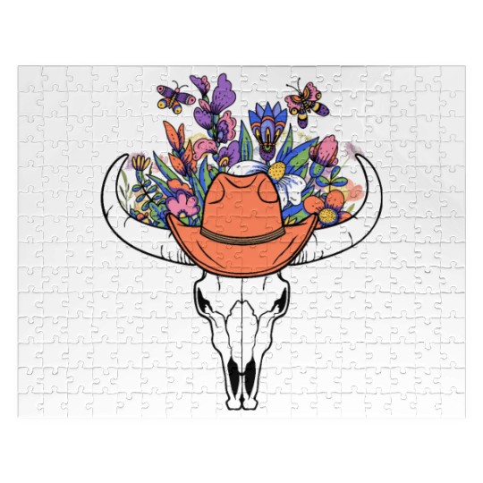wildflower with Cow Skull blooming Jigsaw Puzzles