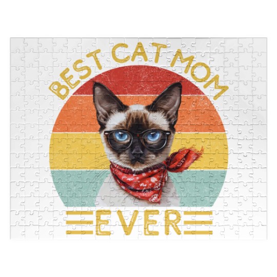 Best Cat Mom Ever Siamese Cat Lover Owner Cat Mama Jigsaw Puzzles