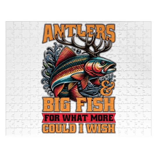 Fishing And Hunting Antlers & Big Fishing Lover Jigsaw Puzzles