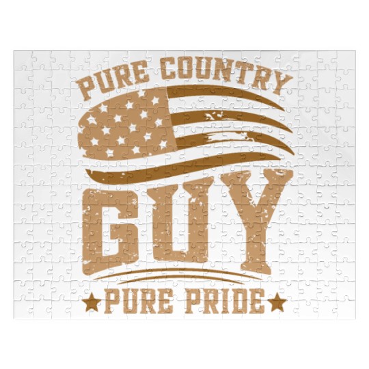 Small Town Us Flag Country Livin Boy Jigsaw Puzzles