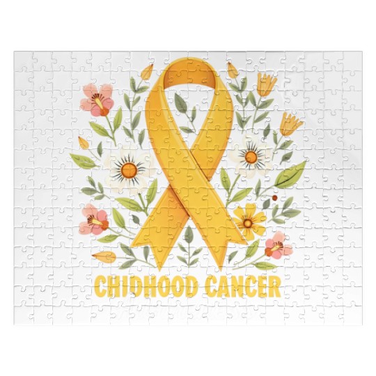 Childhood Cancer Awareness Hippie Flower Ribbon Jigsaw Puzzles