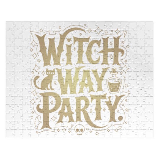 Witch Way Party Halloween t hsirt Jigsaw Puzzles