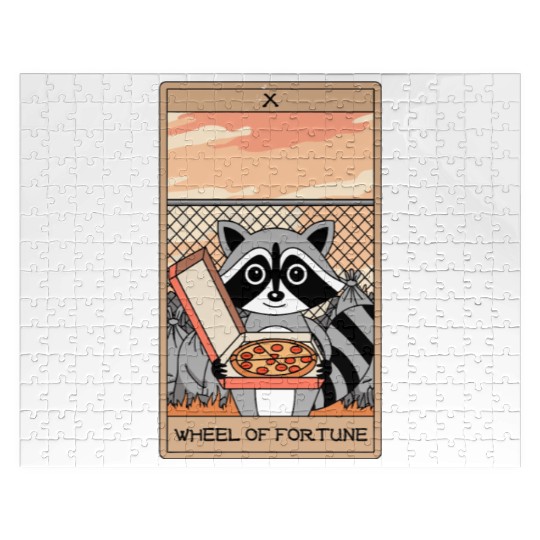 Wheel of Fortune Raccoons Tarot Card Jigsaw Puzzles