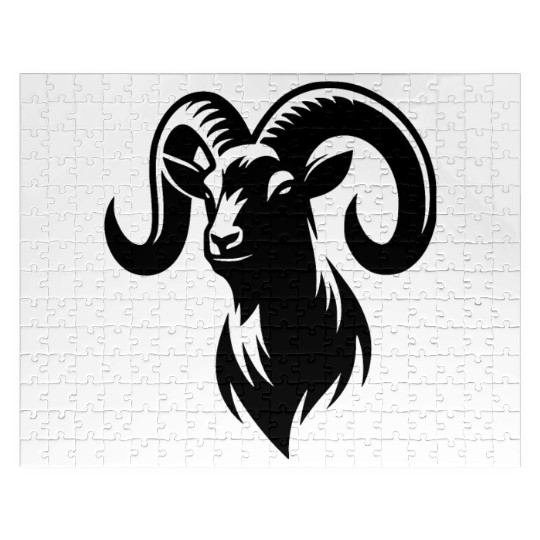 Goat With Huge Horns Jigsaw Puzzles