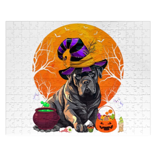 Funny Cane Corso Dog Witch Halloween Dog Lover Jigsaw Puzzles