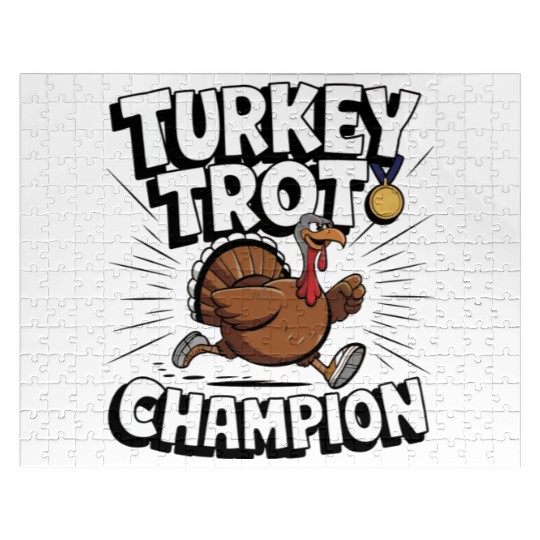 Funny Turkey Trot Running Thanksgiving Champion Jigsaw Puzzles
