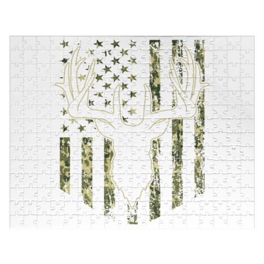 Camouflage USA Flag Deer Hunting Camo Jigsaw Puzzles