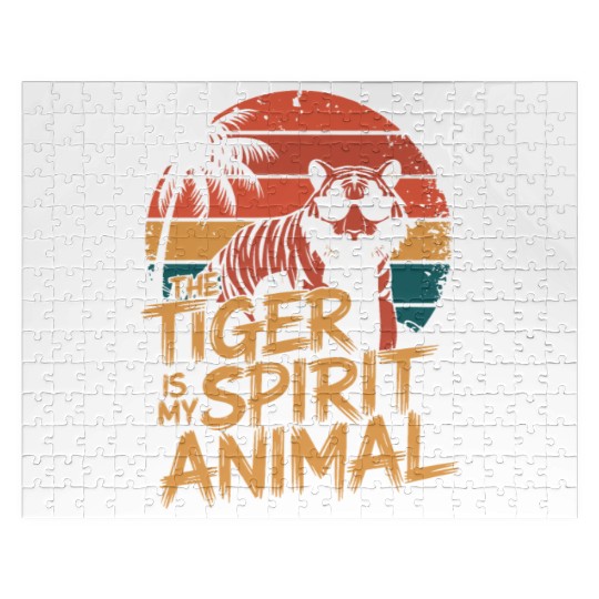 The Tiger Is My Spirit Animal Retro Sunset Jigsaw Puzzles