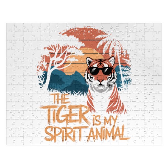 The Tiger Is My Spirit Animal Sunset Jungle Jigsaw Puzzles